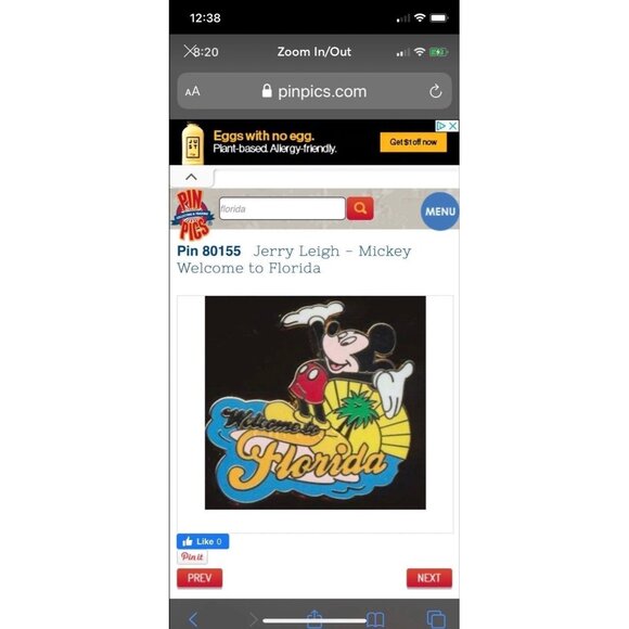 '12 Jerry Leigh Florida Mickey Mouse pin - Picture 5 of 6